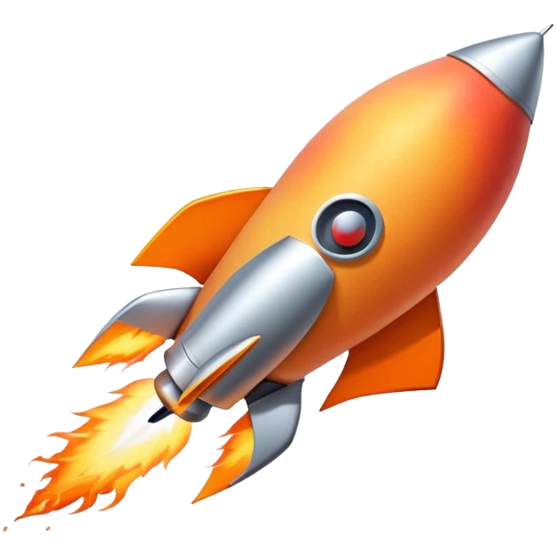 Rocket coming out of a peach emoji