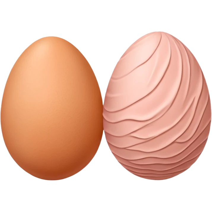 two skin tone peachy beige-pink egg shaped balls/spheres, both same size and same color, add a bumpy, loose, wrinkly skin texture with folds to both.  emoji