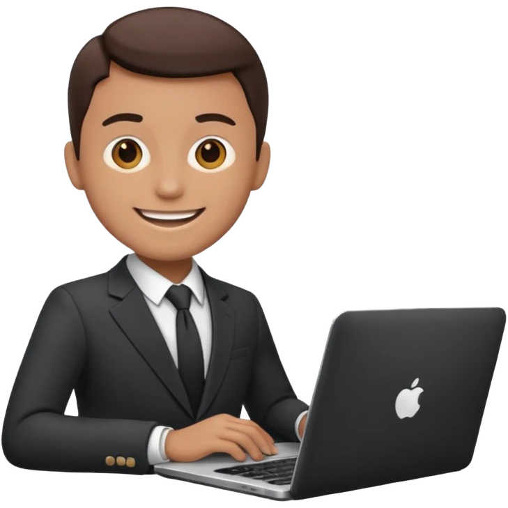 working laptop person suit happy emoji