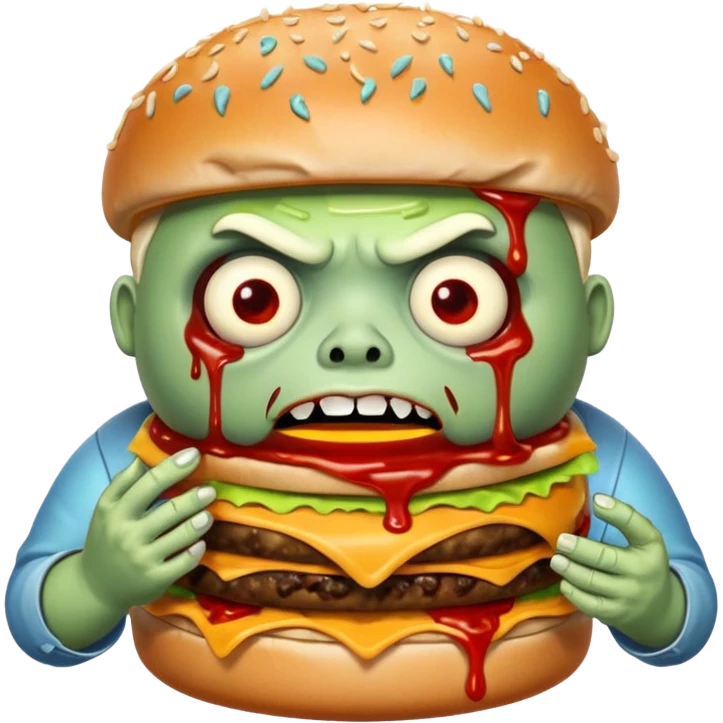Fat zombie eating burger emoji