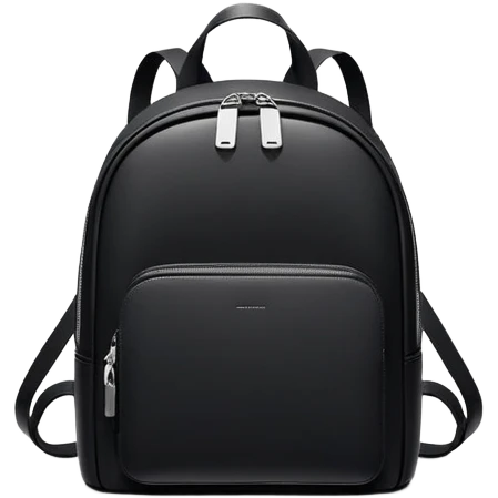 small black commuter leather backpack, minimal aesthetic, plain emoji