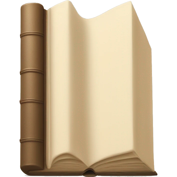 An open, hardcover book, depicted with a beige cover.  emoji