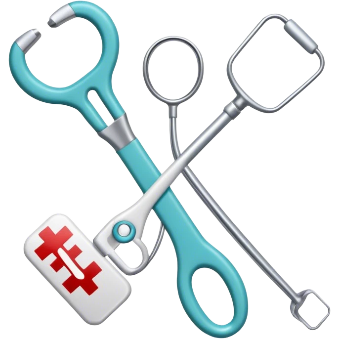 crossmark with hospital tools emoji