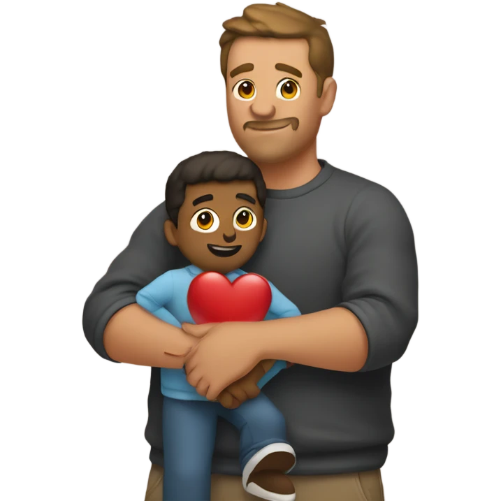 Father holds his  big heart in his arm emoji