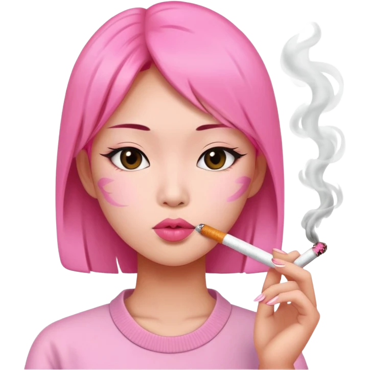 asian girl in pink smoking cigarette  emoji