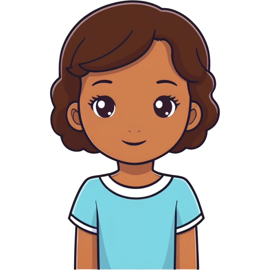 girl with coily brown hair, dark brown eyes, and brown skin emoji