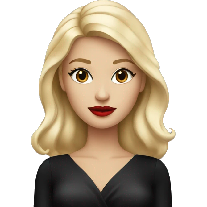 A blonde girl with red lipstick and in a black luxurious dress emoji