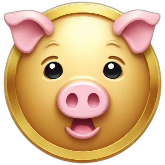 piggy face gold coin  emoji
