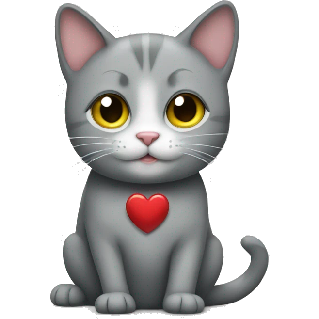 Heart with gray cat emoji