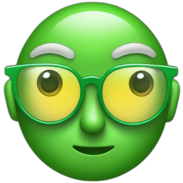 Alienígena  de pele verde usando um óculos de sol com lentes escuras  emoji