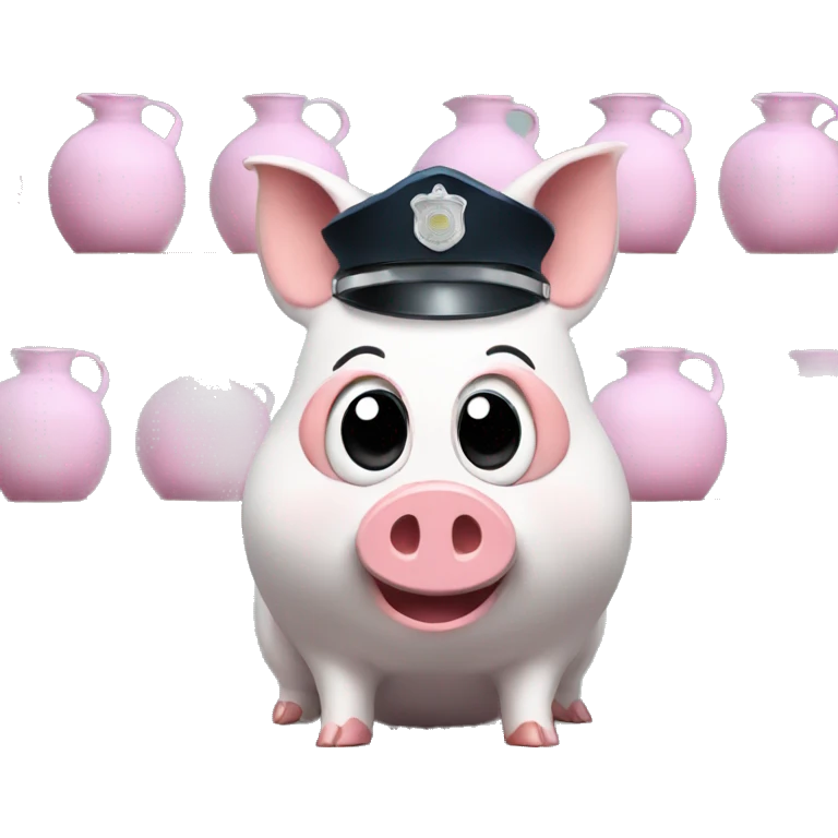 piggies in police outfit looking at falling jugs emoji