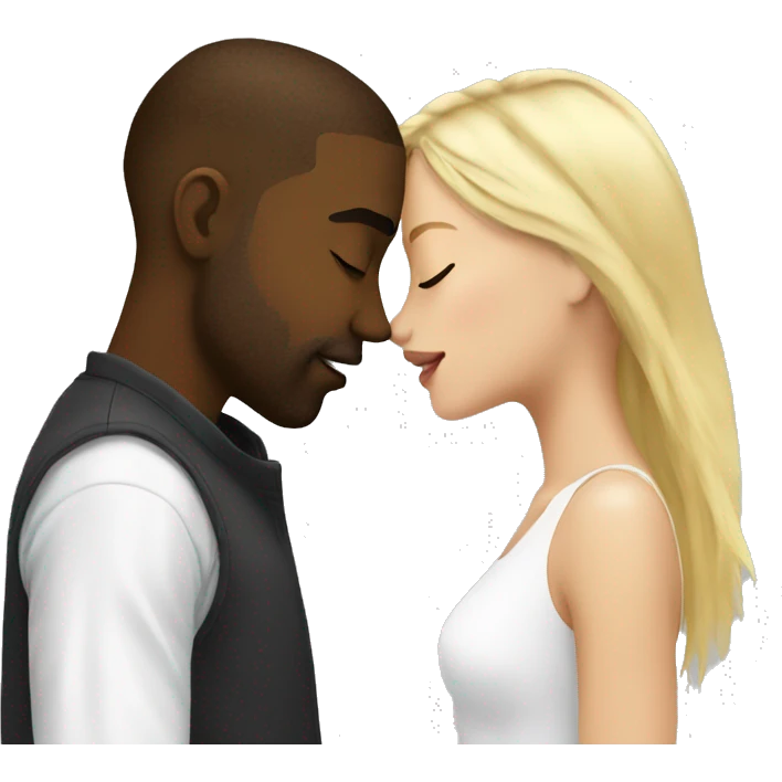 Black man kissing blonde white girl emoji