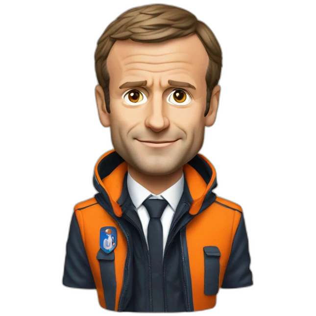 Emmanuel Macron with an oranje jacket emoji