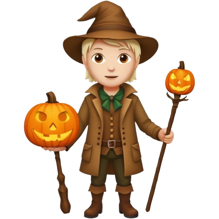 Hunter With Jack o Lantern, with wand emoji