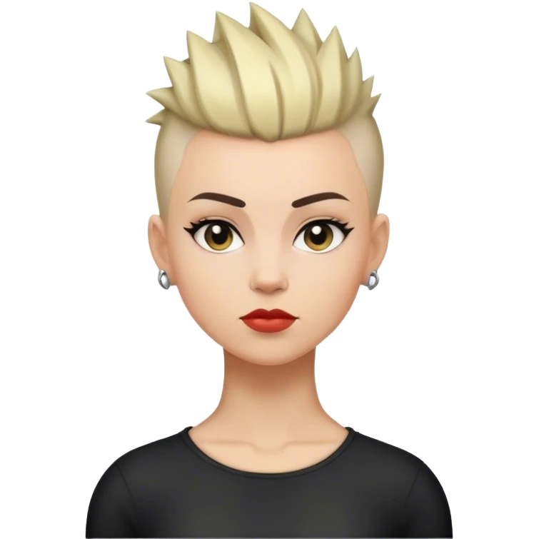 White woman with short hair mohawk black style emoji