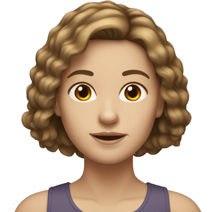 white woman shoulder length brown hair emoji