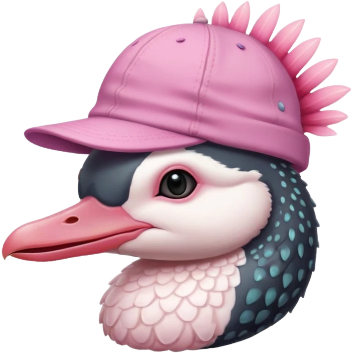 common loon wearing an axolotl hat emoji