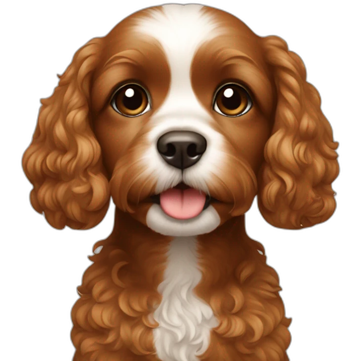 a cavapoo dog (fully brown) with a chinese girl emoji