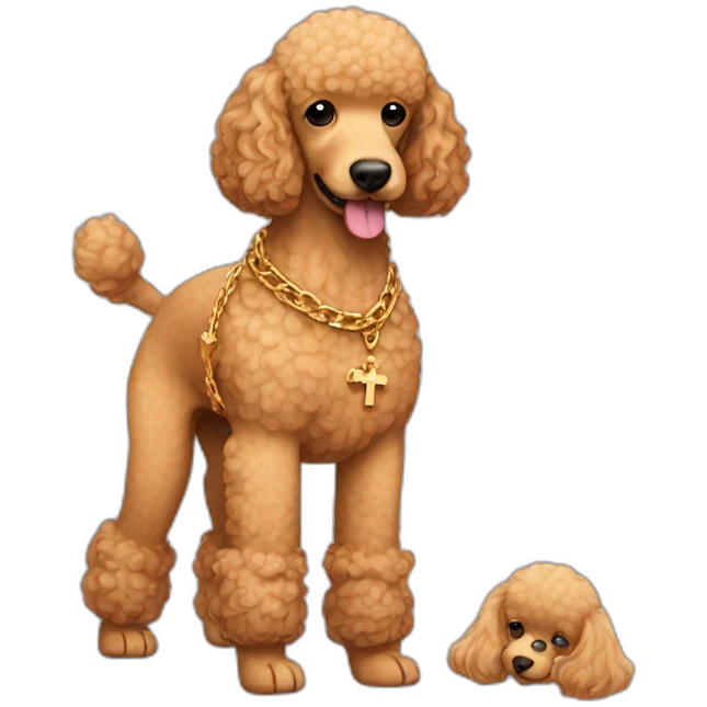 Light Brown golden poodle with Jesus chain emoji