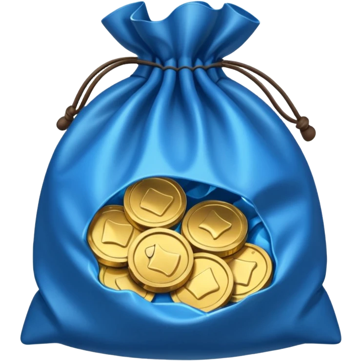 blue coins inside an opened bag  emoji