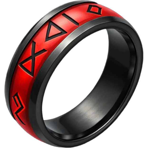 Black iron ring with glowing red rune, gothic iOS-style emoji, dramatic lighting emoji