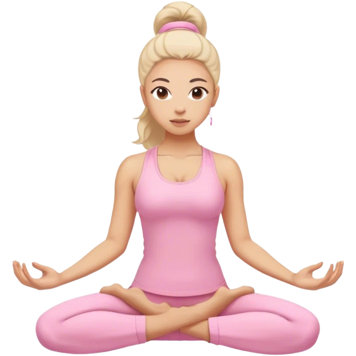 Woman doing yoga with light pink uniform emoji