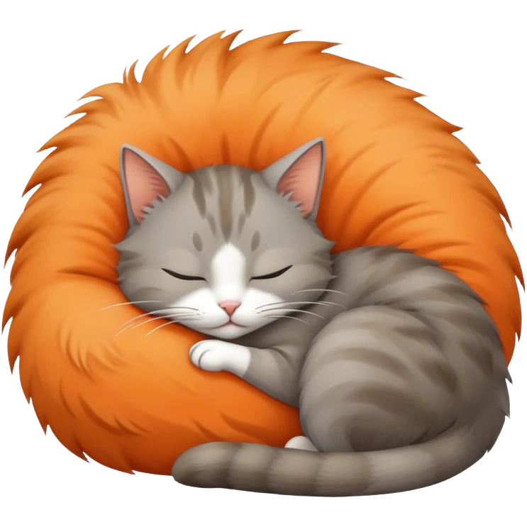 Cat sleeping with small rat emoji