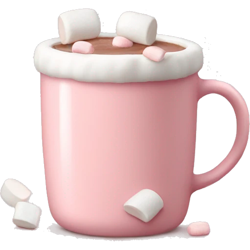 Light Pink mug of hot chocolate with marshmallows  emoji