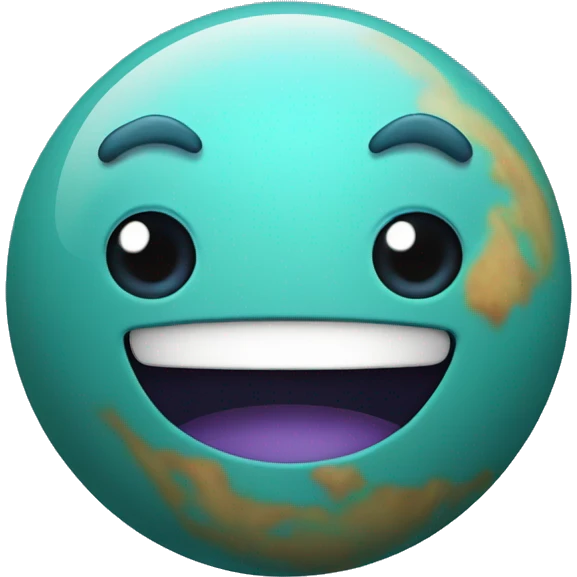 planet Neptune with a cartoon face but clean  emoji