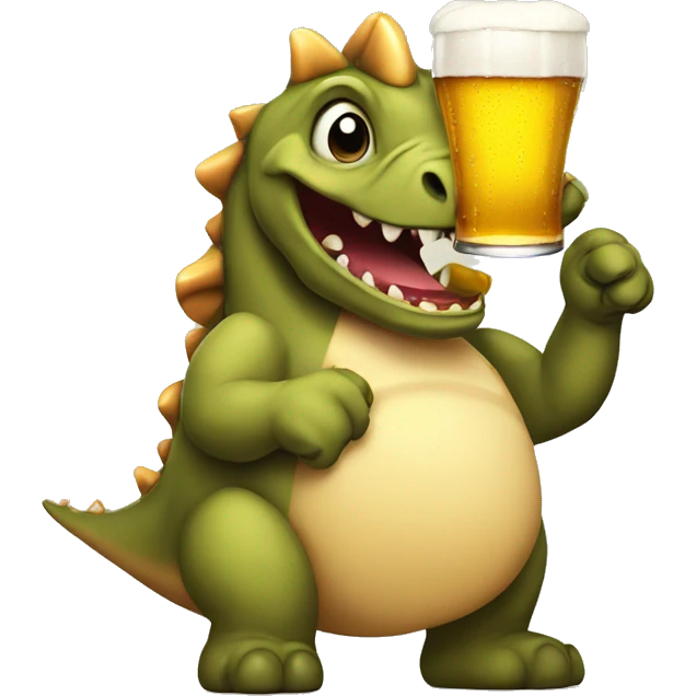 Dinasour with beer emoji