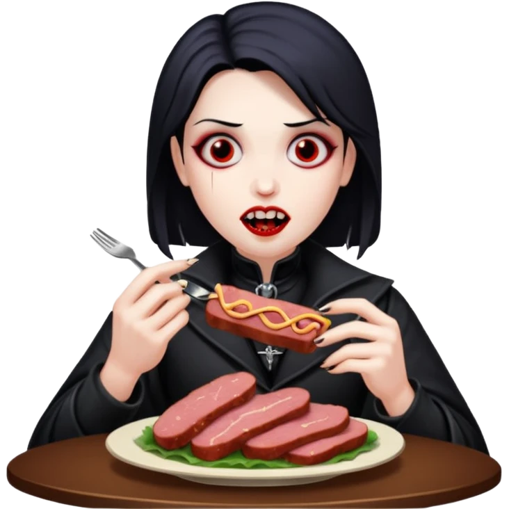 goth vampires eating a SPAM meat dinner emoji