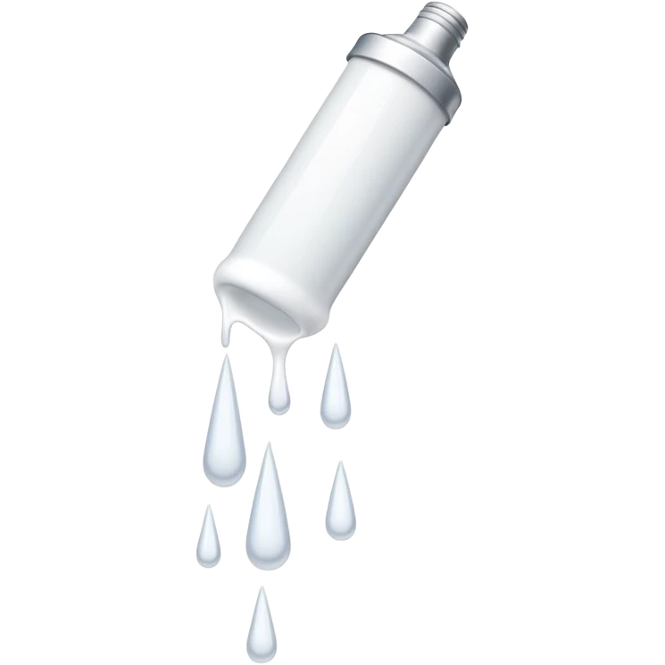 individual white glue white drops falling and dripping down out of a tube, all white emoji