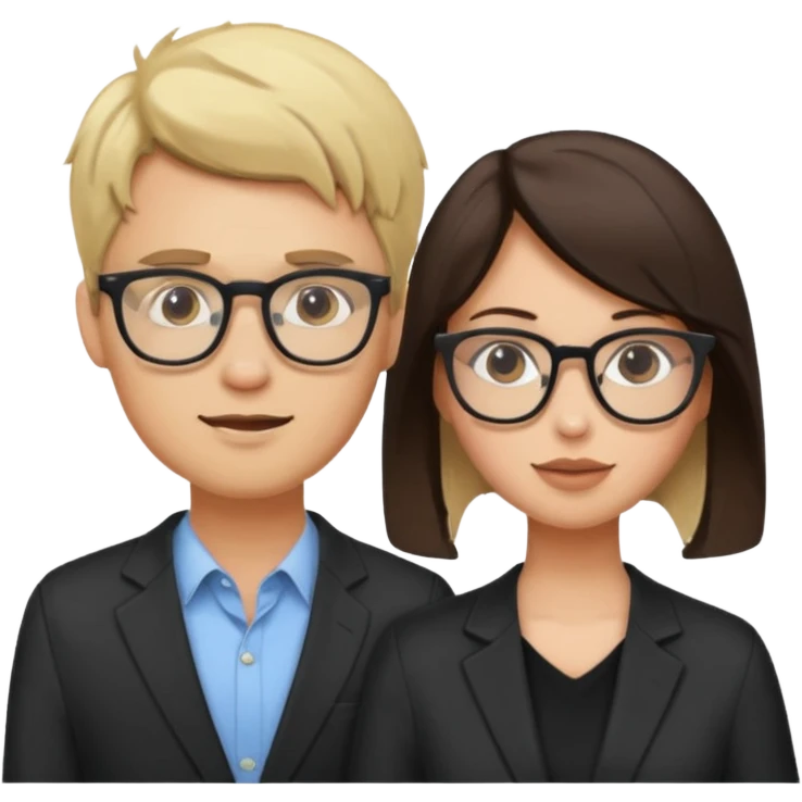 Blonde guy glasses with brunette baddie glasses emoji