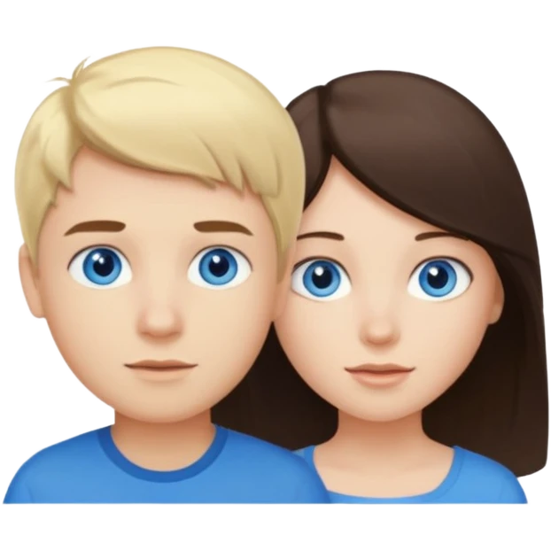 Couple blond boy bleu and the girl brunette hair and blue eyes  emoji