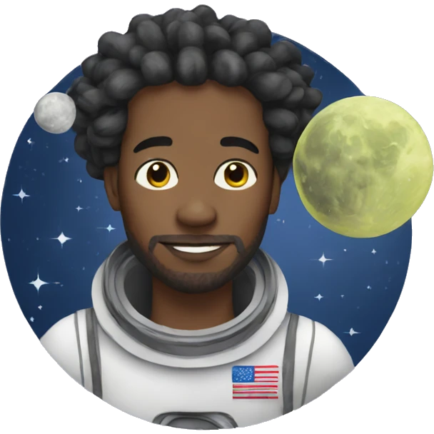 Man on the moon with locs emoji