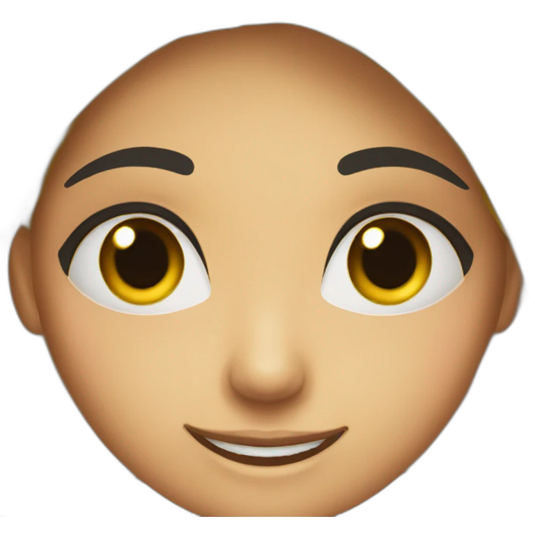 A smiling Muslim girl with black eyes and eyebrows and a wheat face emoji