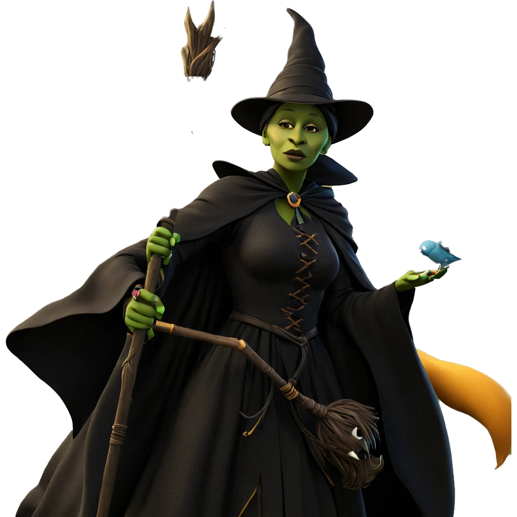 witch girl with bird staff emoji