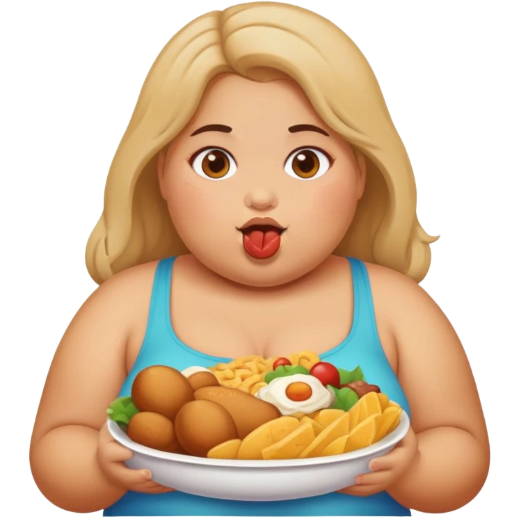 fat girl eating lots of food emoji