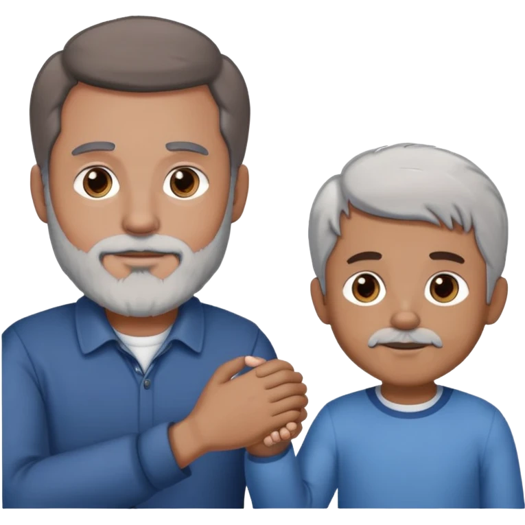 +1 adult daddy with brown hair, 1 adult daddy with silver hair and beard, holding the hands of a light brown skinned boy with dark hair emoji