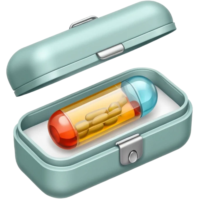 medicine capsule in case in nutral colors emoji