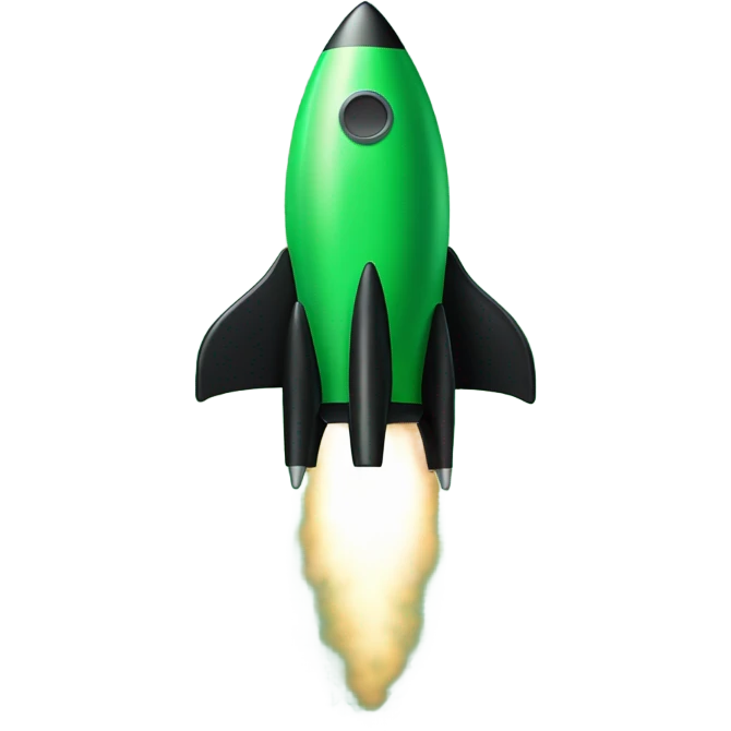 green and black rocket ship emoji