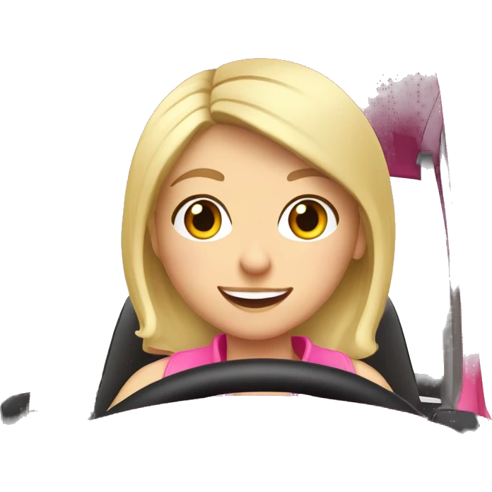 Cute blonde girl driving a Pink toyota Yaris  emoji