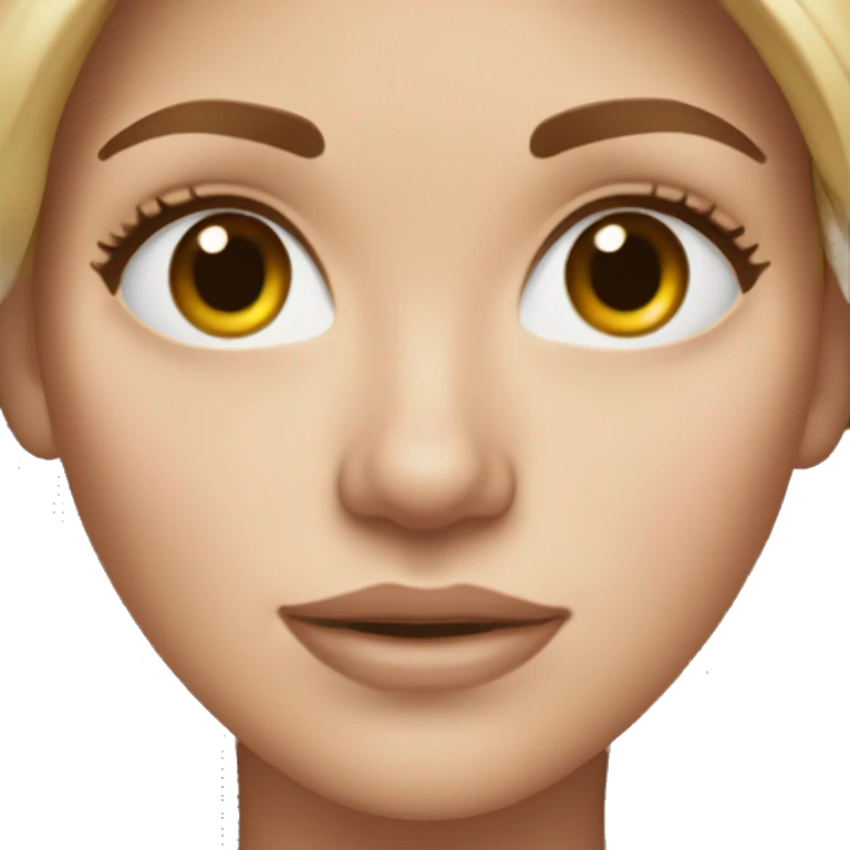 White woman with dirty blond hair, brown eyes, and freckles, rosy cheeks  emoji