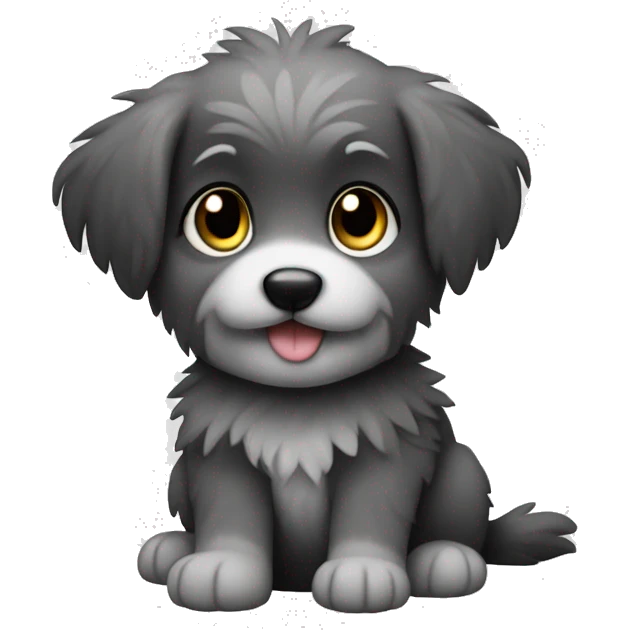 Blackand grey flufy puppy emoji