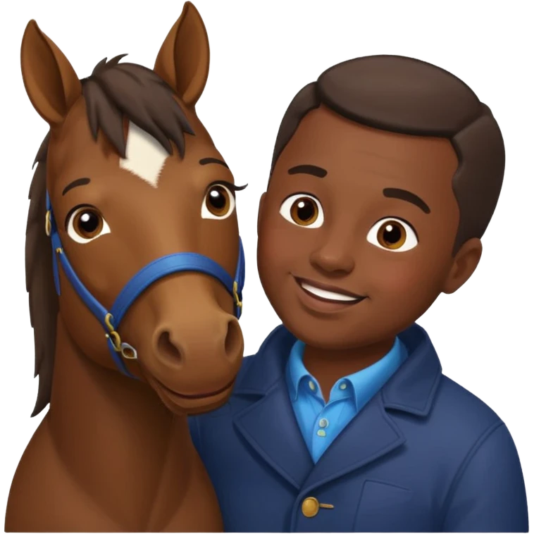 Black guy kissing horse with down syndrome emoji