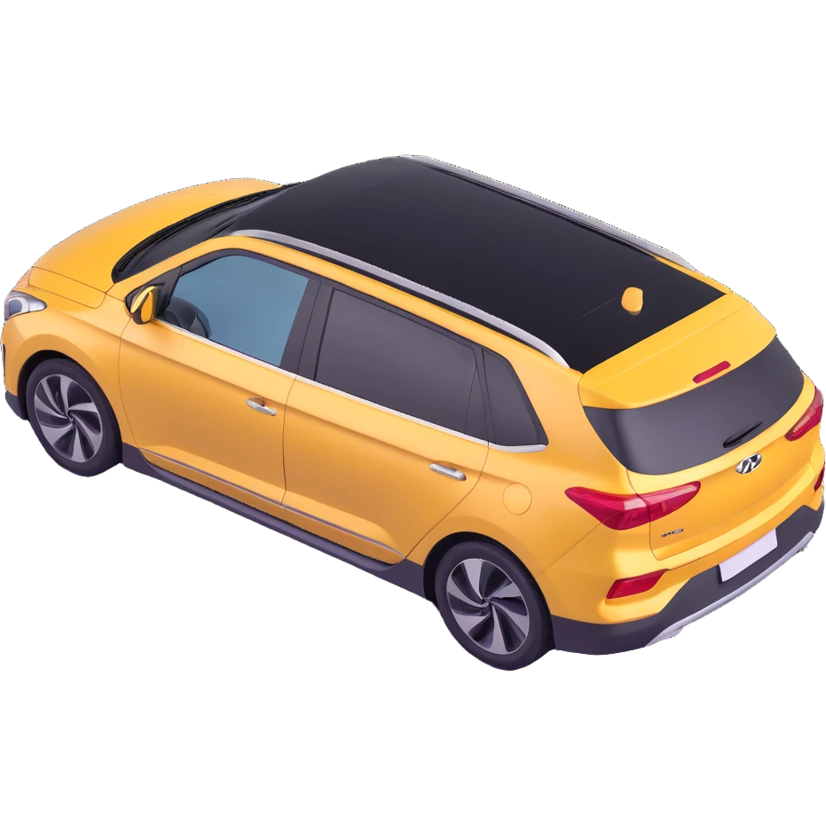 Hyundai INSTER car roof with sunroof panel sliding open, sunlight visible, modern look, 3D emoji style emoji