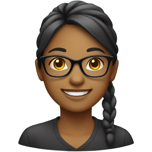 smiling girl with glasses indoors emoji