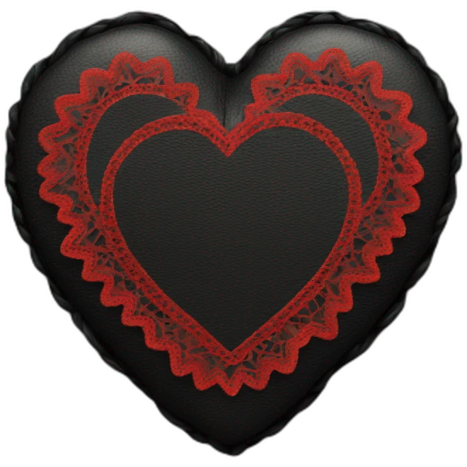 black leather heart with red lace emoji