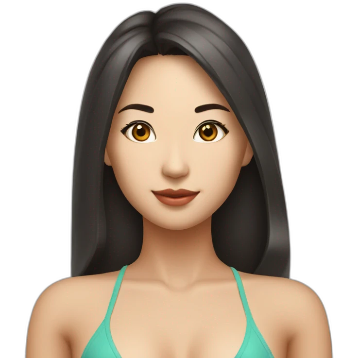 Sexy soft-fit wasian woman bikini (beach body) soft face emoji