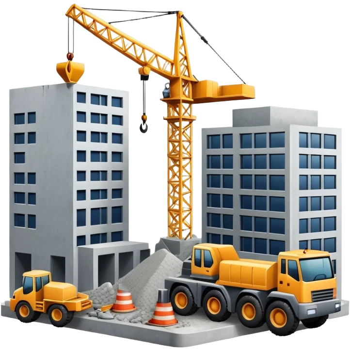 Construction site with crane and building emoji